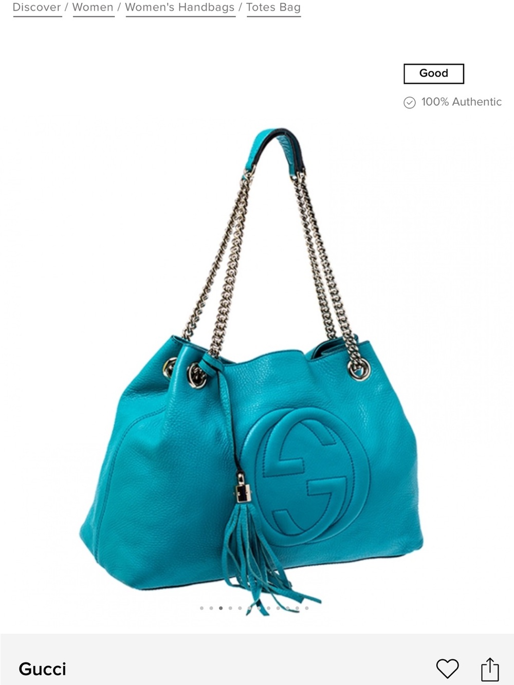 Gucci Teal Leather Soho Shoulder Tote with Tassel - Picture 3 of 16